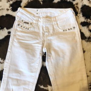 White rhinestone capris